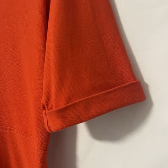 Lands' End Orange Pique Polo Dress A-Line Knee-Length Preppy M 10-12 - Picture 3 of 6